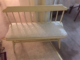 vintage wood padded bench