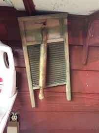 old washboard and rolling pin
