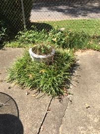 yard has many cement planters