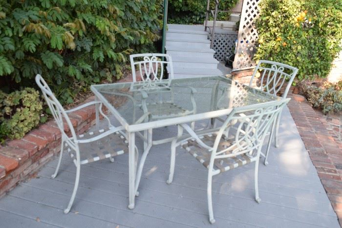 Iron patio table and chairs one of five sets