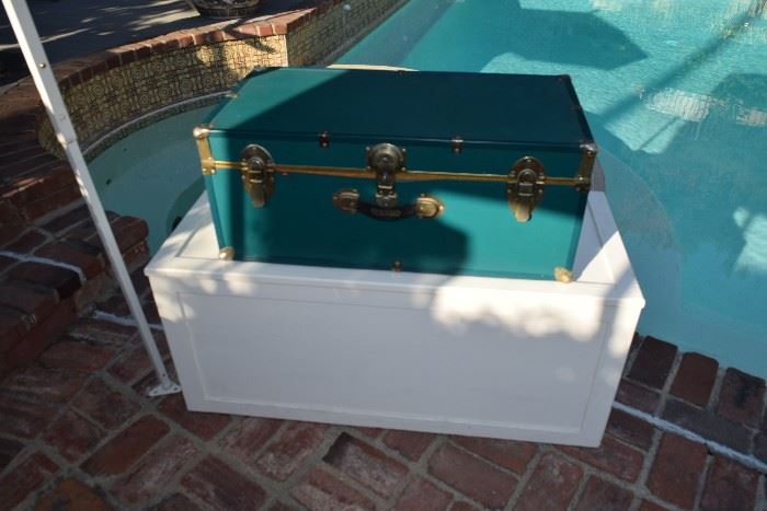 Nice condition old metal blue trunk