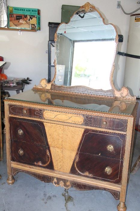 100 year old Art Deco Style Bureau with mirror. Gorgeous. Been in same family for 100 years. 1 of 3 pieces.