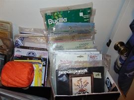 Unused needlework kits, craft patterns, doll making patterns, doll clothes patterns