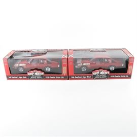 The Original Red Alert Collectibles Limited Edition Die-Cast Cars: A grouping of two The Original Red Alert Collectibles limited edition die-cast cars. This selection includes two red, 1:18 scale Bob Hamilton’s Super Stock 1970 Chevelle SS454 LS6. Both boxes are marked “limited edition 1 of 2500” and “Drag Racing Series issue #1.”