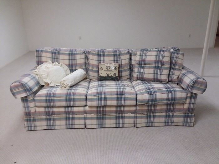 Sherrill blue and plaid sofa $35