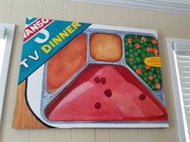 Fabulous original hand painted "Swanson TV Dinner " Painting. What a conversation piece!
