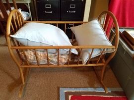 Vintage doll baby cradle