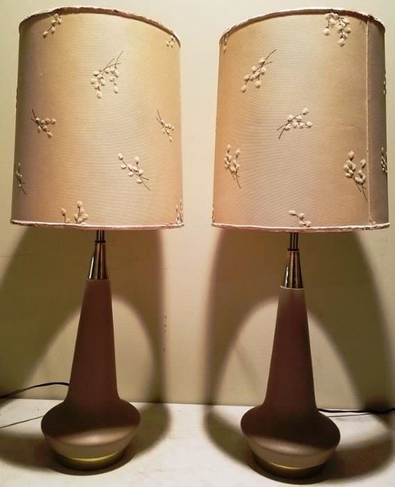 Pair mid century lamps