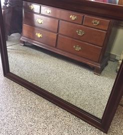 Willett Cherry Bedroom Suite: 4 Poster Bed, Dresser w Mirror, Highboy