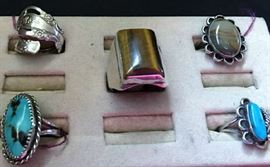 Various sterling silver & gemstone rings