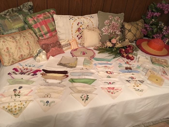Collection of Vintage Hankies on Top of this Adorable Daybed with Mattress Set (twin)