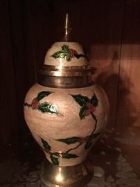 Pretty Brass Poinsettia Ginger Jar