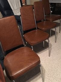 Set of Four Faux Leafher & Chrome Chairs