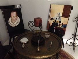 Two paintings by the late Douglas Kelley and assorted estate items.