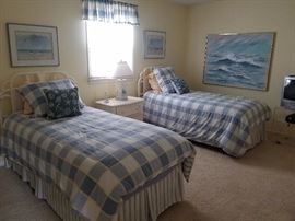 Twin beds and bedding