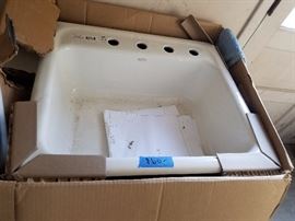 Cast iron, enamel clad Kohler kitchen sink (biscuit)