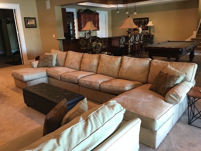 Sectional sofa, 13'9" with lounges at each end, made by Ethan Allen