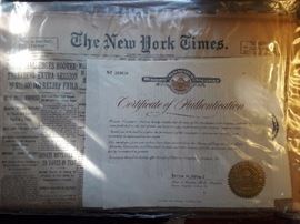 Authenticated New York Times original, date 1931