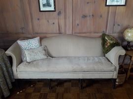 Chippendale Sofa, throw pillows and framed images, German throw