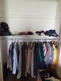 Men's dress shirts, blazers, sweaters, shoes and hats, T-shirts