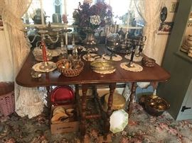 Gateleg Table, Silverplate items