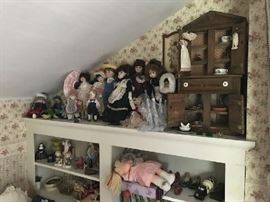 Antique Children's Hutch, Dolls, Figurines