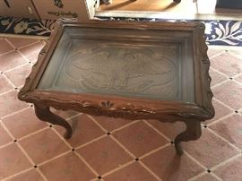 Carved Eagle Glass Top Table