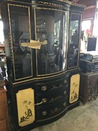 Oriental Curved glass front cabinet