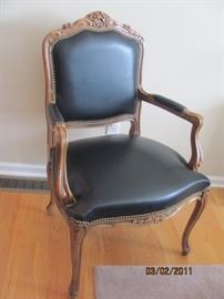 French style black leather side chair