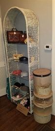 Wicker Shelf  with Vintage Hats and Hat Boxes