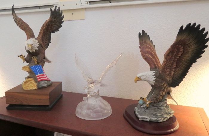 Patriotic/Military Porcelain and Crystal Eagle Statues
