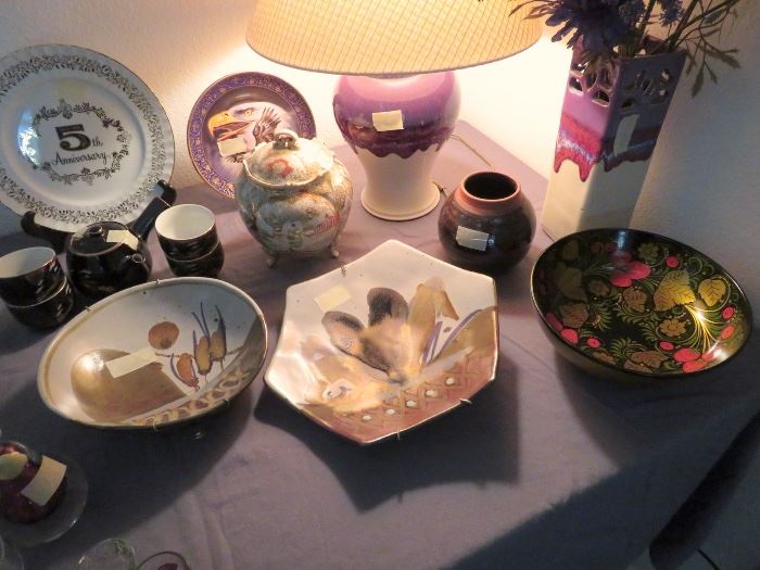 Art or Studio Pottery, Japanese Satsuma Porcelain, Lacquer Ware and Tea Sets!