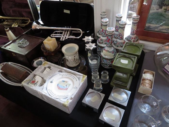 Candle Holders, Barware, Decanters and Silver