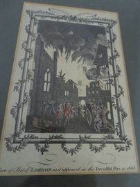 Vintage Lithograph Depicting 1666 Great London Fire