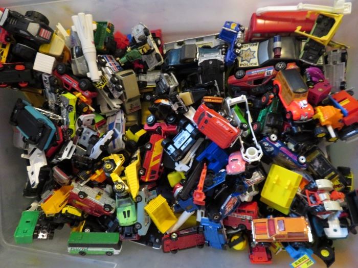 Bins full of Hot Wheels and Vintage Diecast Cars