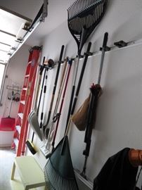 Ladders, Rakes, Shovels and other garage items