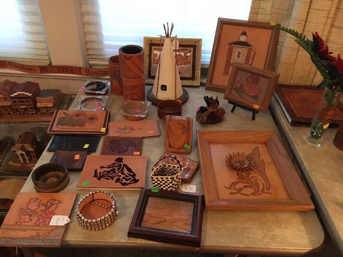 Leather mug holders, wall art, coaster, unique hand-crafted leather items