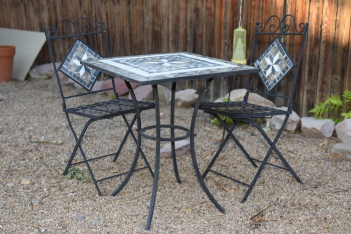 Mosaic Two Chair And Table Outdoor Patio Set