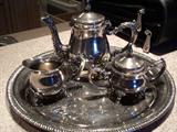 Ornate Tea Silver Tea Set pitcher approx 4" high
