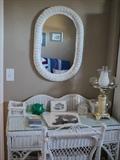 Wicker Desk, Chair, Wall Mirror, Table Lamp, etc.