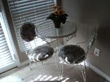 Iron Glasstop Table and 2 matching Chairs