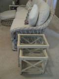 Wicker Sofa and Ottoman pictured also is part of nesting table set