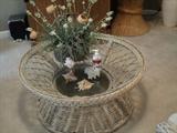 Large round wicket table with glasstop display
