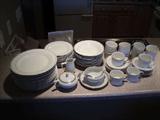 Gibson China service for 12 (white with gold ring)