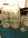 Vintage Milk Bottles and carrying case