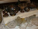 Many pieces of vintage glass