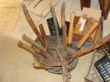 Antique Farm and Handtools plus Coal Hod