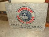 Vintage Pioneer Dairy Feeds Metal Case inside are documents for keeping track of each cows milking records