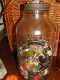 Antique Jar with old buttons. The buttons in this estate number in the thousands if you are looking for buttons they are probably here. Buttons will sell by the bags full.