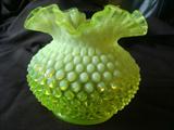 Vintage Vaseline hobnail/moonstone Vase.